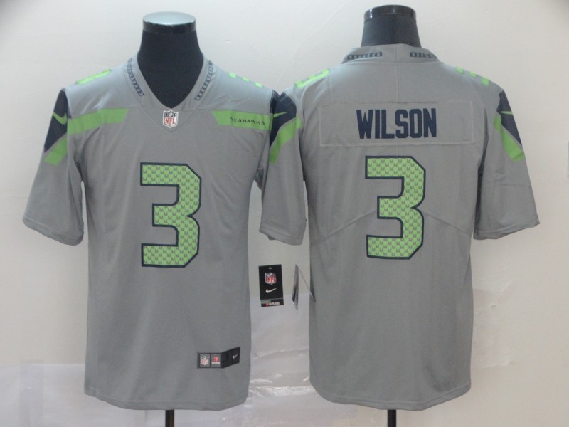 Men's Seattle Seahawks Russell Wilson #3 Gray Inverted Legend Jersey